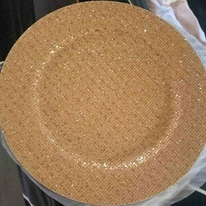 6 piece Glittery gold charger plates NEW